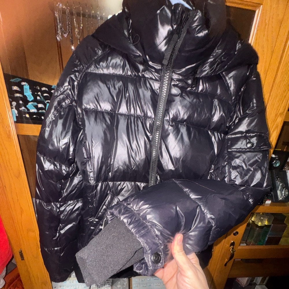 Glossy Black S13 Kylie Puffer Jacket - Picture 3 of 8